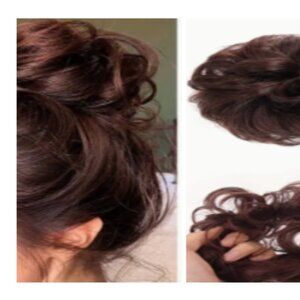 Messy bun scrunchie reddish brown.